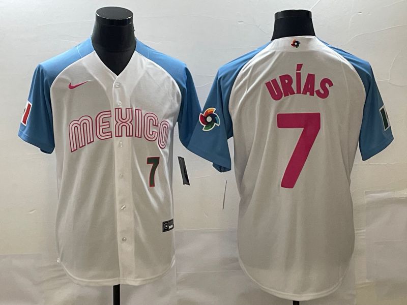 Men 2023 World Cub Mexico #7 Urias White blue Nike MLB Jersey16->more jerseys->MLB Jersey
